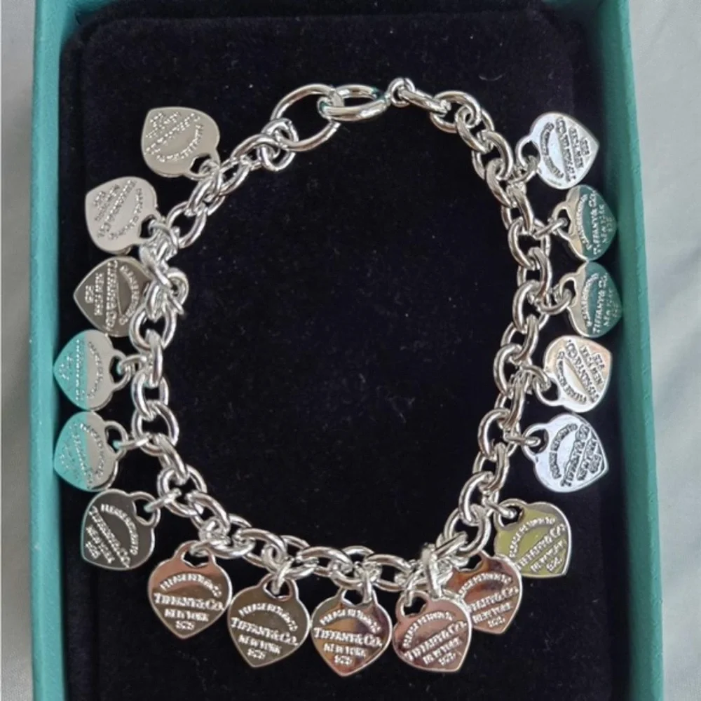 Tiffany & Co Silver Heart Charm Bracelet size:7.5 inches - Picture 3 of 5